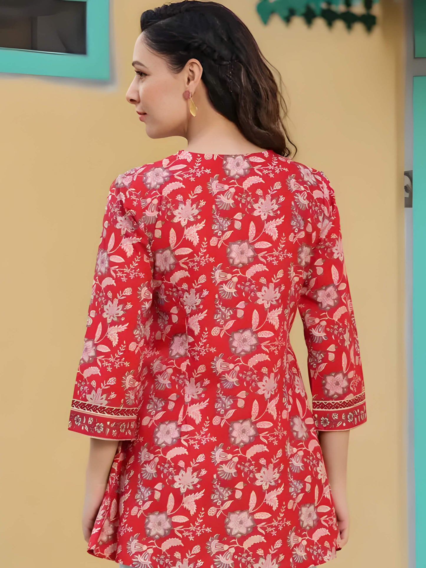 Elegant Red Floral Printed Kurti for Women – Stylish Ethnic Wear