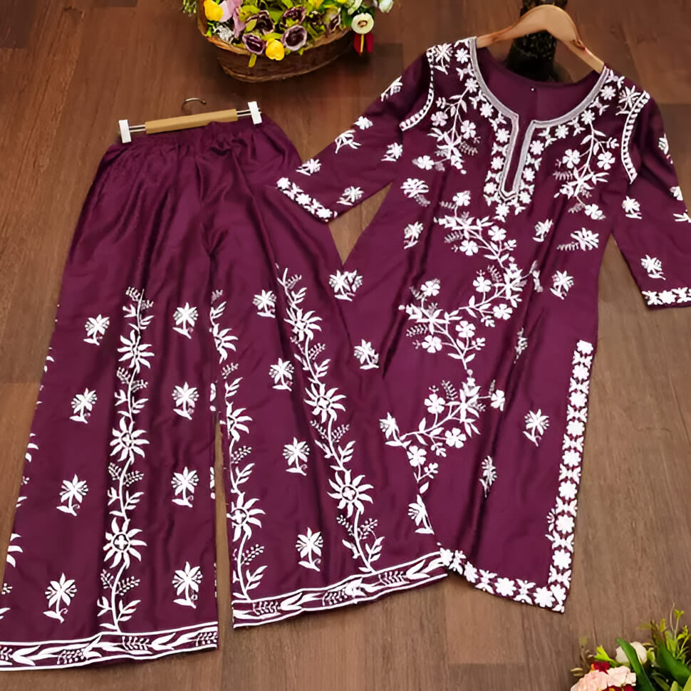 New Chikankari Exclusive Kurti_Pent Pair