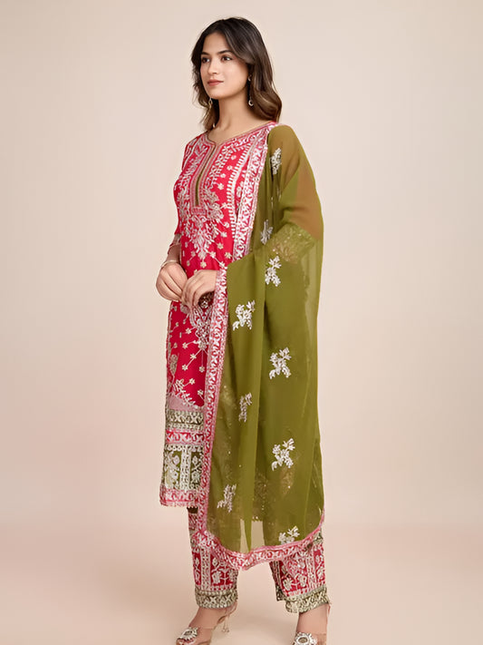 Embroidered Georgette Suits kurti with embroidered salwar and dupatta Set & Materials new designer havy embroidery work