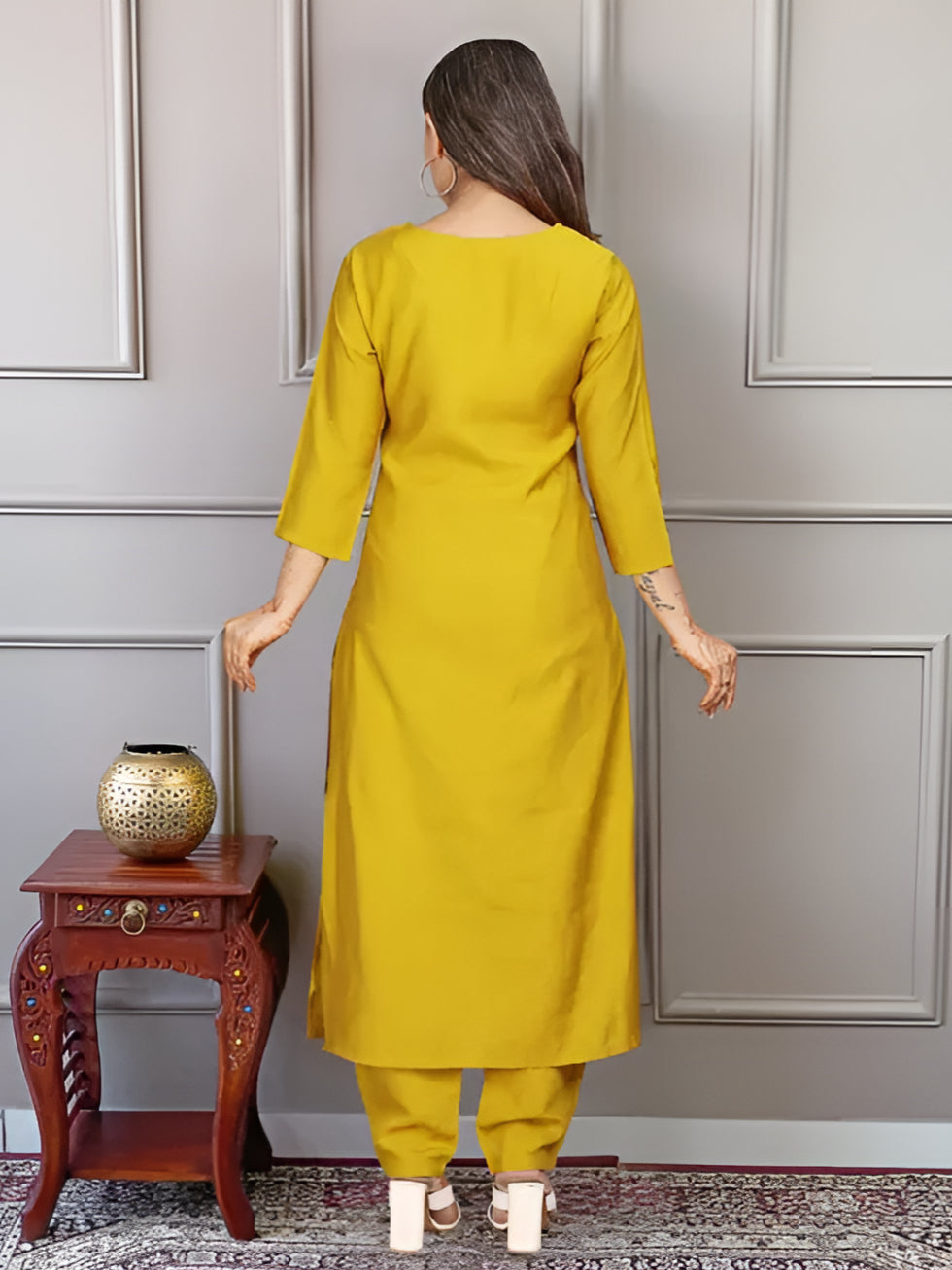 Women Embroidered Straight Kurta Set