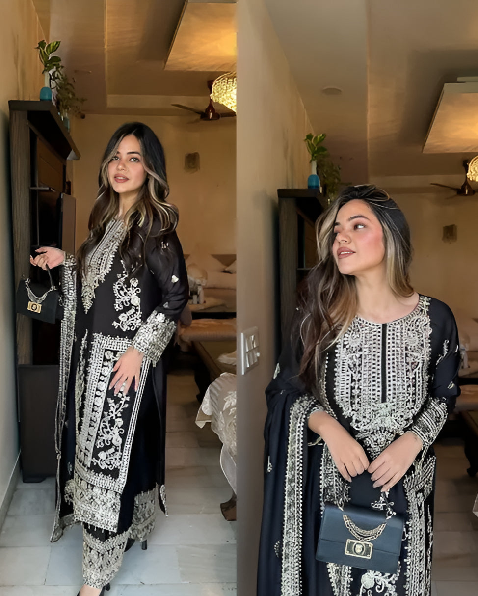 New Designer Budget Friendly party wear kurta with dupatta and bottom