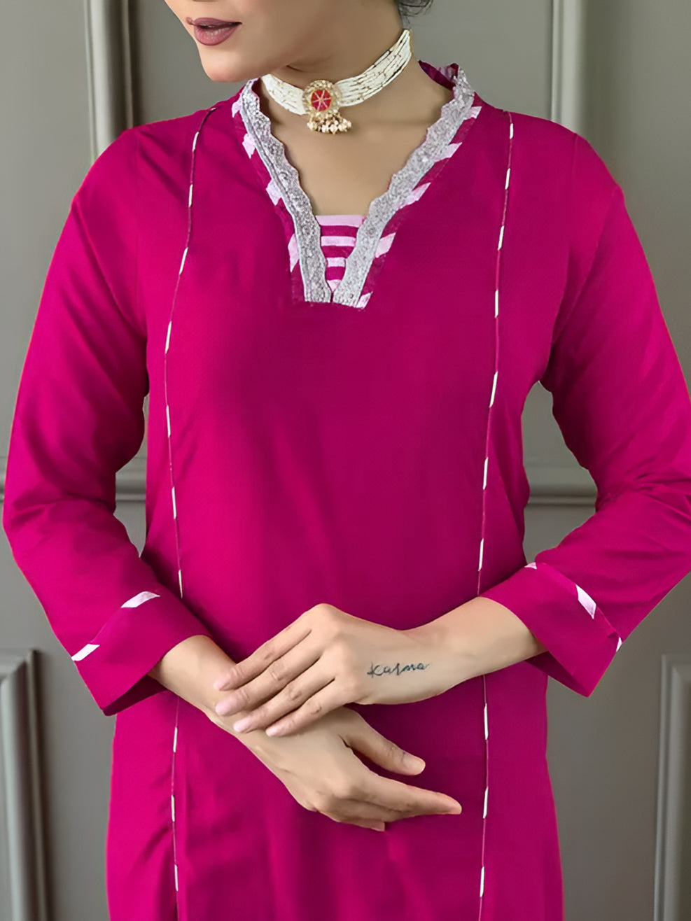 Women Embroidered Viscose Silk Blend kurta Pant Dupatta set