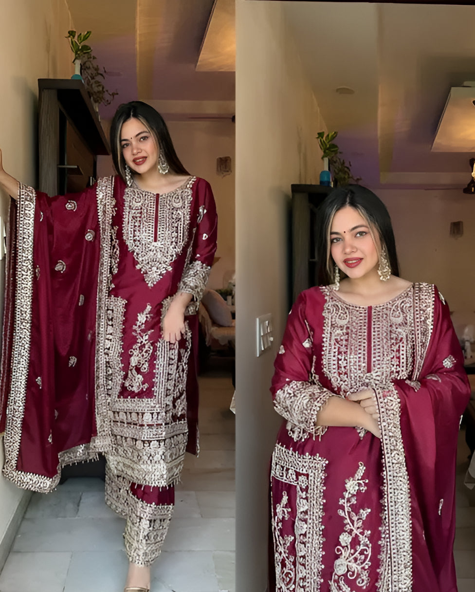 New Designer Budget Friendly party wear kurta with dupatta and bottom