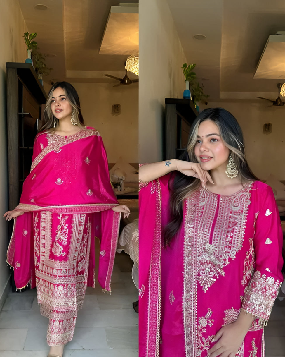New Designer Budget Friendly party wear kurta with dupatta and bottom
