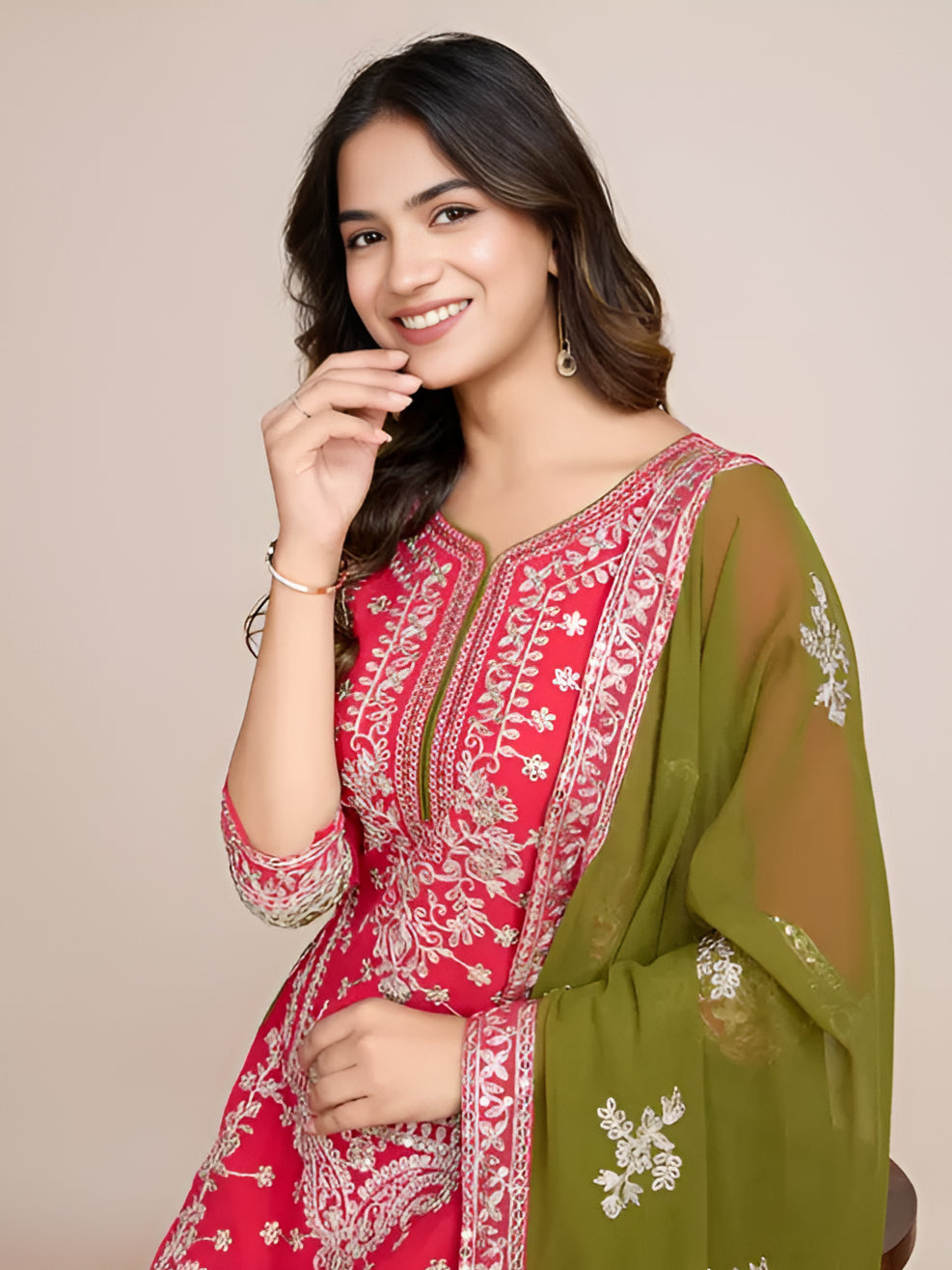 Embroidered Georgette Suits kurti with embroidered salwar and dupatta Set & Materials new designer havy embroidery work