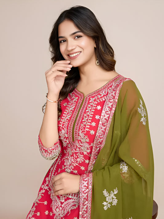 Embroidered Georgette Suits kurti with embroidered salwar and dupatta Set & Materials new designer havy embroidery work