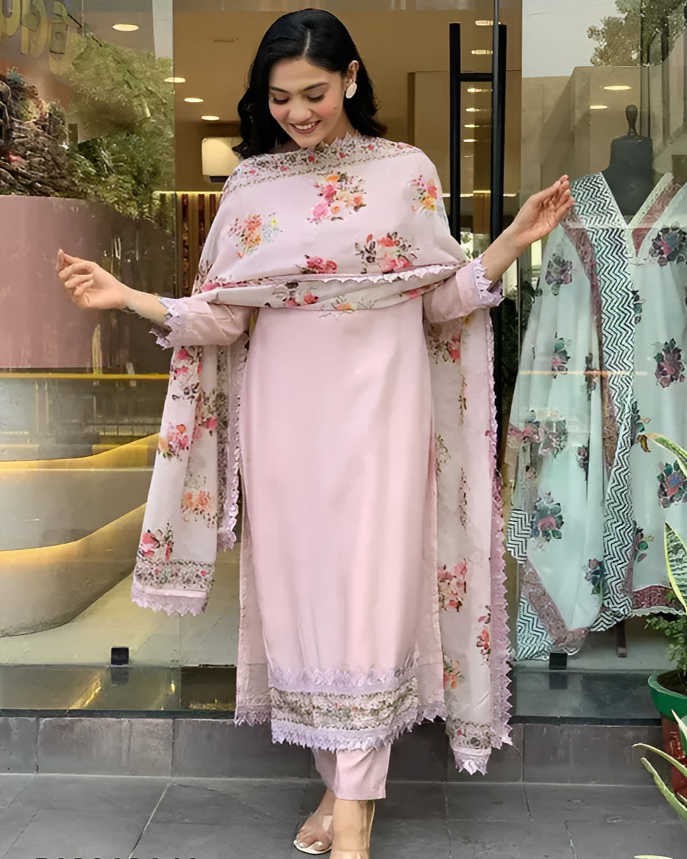 Women's Viscose Chanderi Silk Embroidered kurta pant with Dupatta Sets