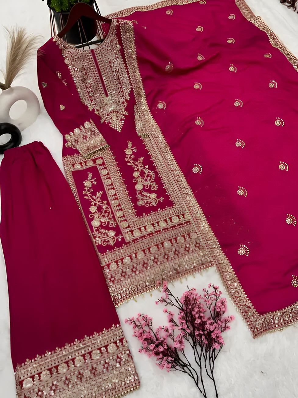 New Designer Budget Friendly party wear kurta with dupatta and bottom