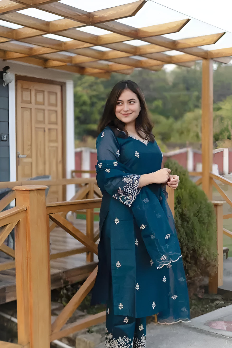 Chanderi Embroidered Suit Set