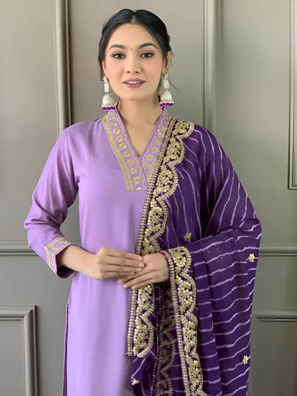 Women Embroidered Viscose Silk Blend kurta Pant Dupatta set